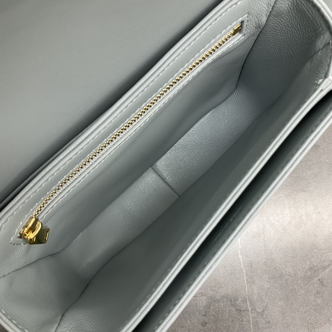 Celine Teen Triomphe Bag In Shiny Calfskin Pale Blue 188423